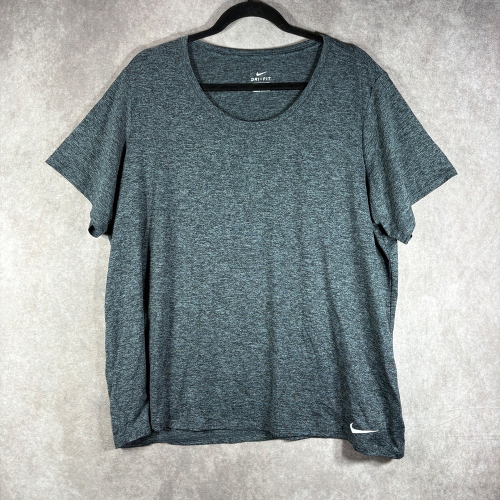 Nike T-Shirt Womens 2X Gray Dri-Fit Heathered‎ Short Sleeve Activewear Gym Run